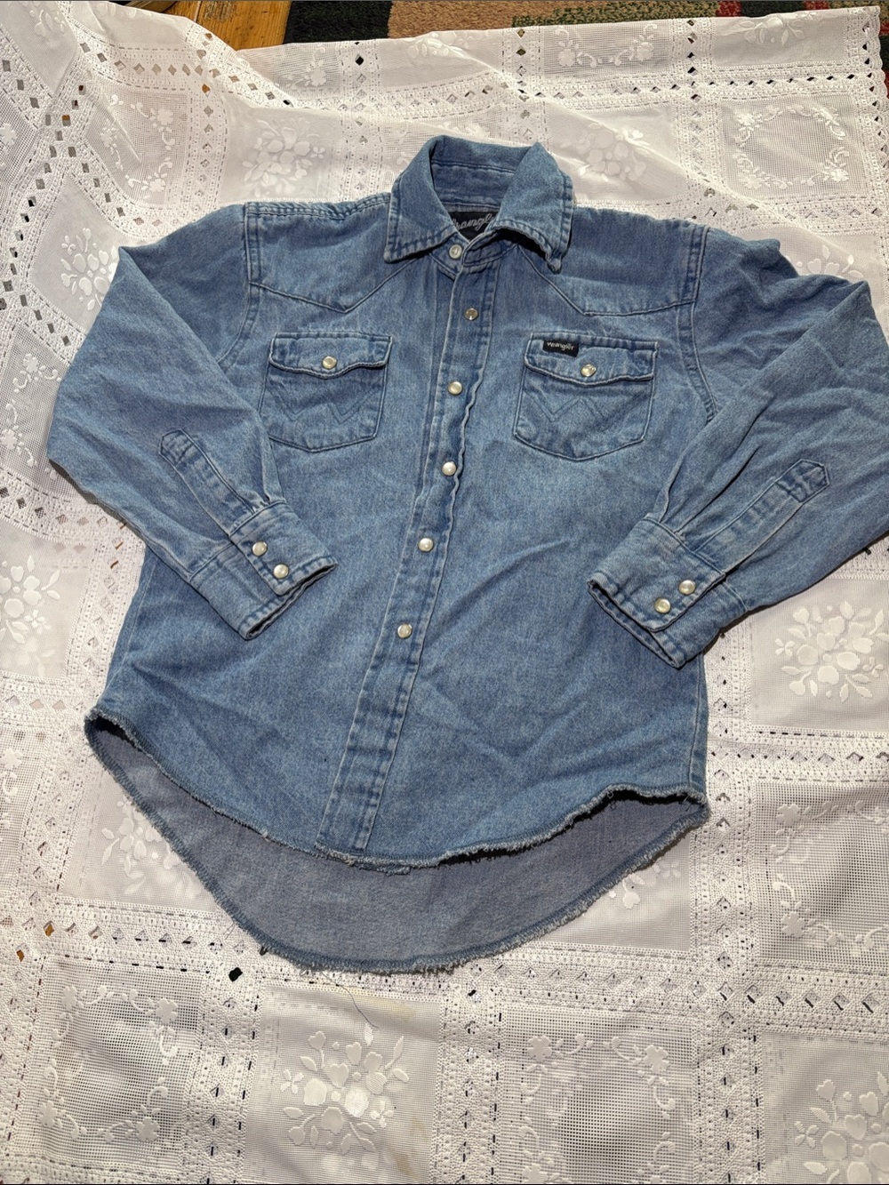 Kid’s Wrangler Light Blue Denim Western Snap Button-Down Shirt